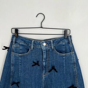 Pilcro The Kenna Bow Embellished Edition Mid Rise Heritage Barrel Jeans